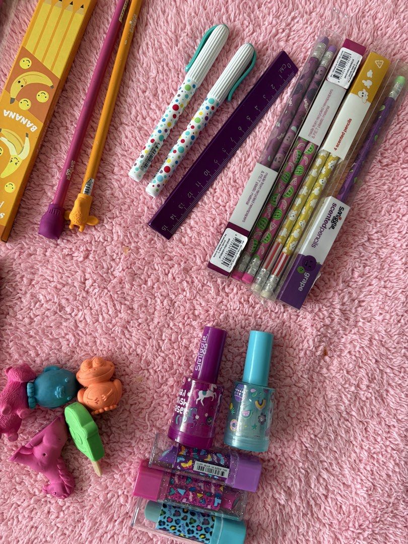 Smiggle Stationery Set - Pencils, Pens, Erasers, Notebook (Category: Stationery & School Supplies) located in Singapore. Submitted by stuffsg (Listing ID 1442853922, Image 3). Description: - Cute Smiggle stationery bundle - Includes scented pencils - Fun animal and ice cream shaped erasers - 'To do list' notebook - Rulers and pens included - Ideal for school or as a gift - Some items still in original packaging -$0.5 to $2 each, chat to enquire, 