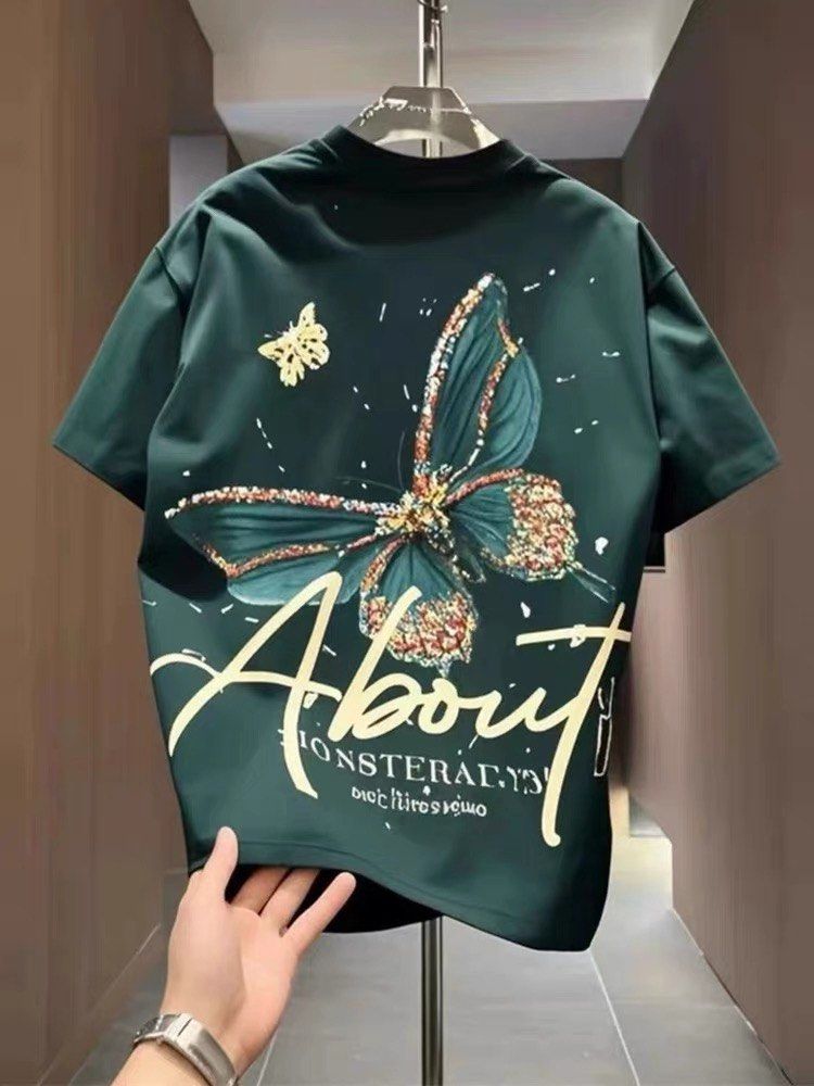 Trendy summer painted butterfly print crew neck short-sleeved T-shirt for men (Category: Tshirts & Polo Shirts) located in Singapore. Submitted by riskayaa (Listing ID 1442843838, Image 3). Description: .