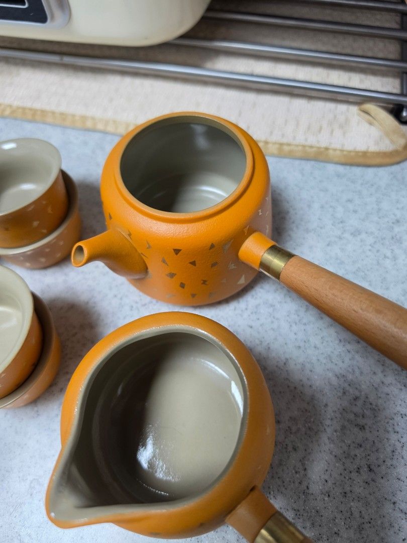 Vintage Ceramic Tea Set - Green & Orange477844397150720003