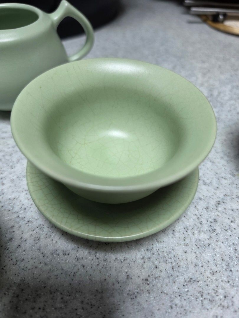 Vintage Ceramic Tea Set - Green & Orange477844397150720001