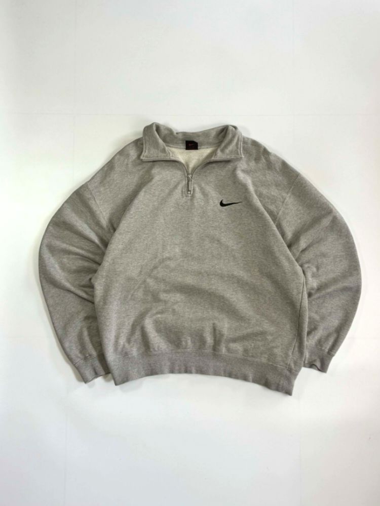 Vintage nike gray quarter zip (Category: Sets & Coordinates) located in Manila. Submitted by styleandfly191238 (Listing ID 1433981157, Image 1). Description: dimes length 27 width 24 issue none color rate 10/10 complete tags and original better in personal color may vary due to lighting unli vc and vouch to check item dm me for more details.