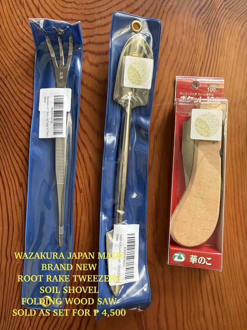 Wazakura Made In Japan Bonsai tools (Category: Gardening Tools & Ornaments) located in Calamba. Submitted by transitory (Listing ID 1442753517, Image 1). Description: For Sale Wazakura Made In Japan Bonsai tools Photos and prices for set included Location: Calamba, Laguna Pm or contact 09165870869 Salamat.