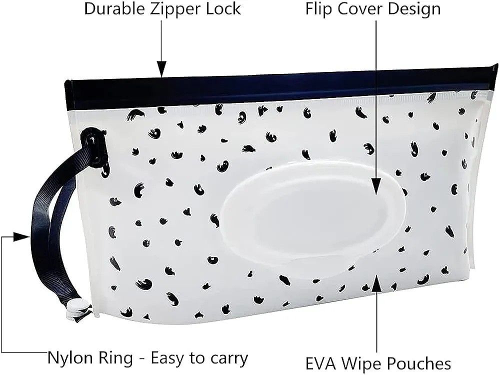 Wet Wipes/Tissue Pouch (Category: Diapers & Baby Wipes) located in Quezon City. Submitted by ana-chan (Listing ID 1442840232, Image 2). Description: Cute speckled wet wipes pouch. Zipper lock, flip cover, and carry ring. Perfect for travel. Size: 24.5*18*0.5cm..