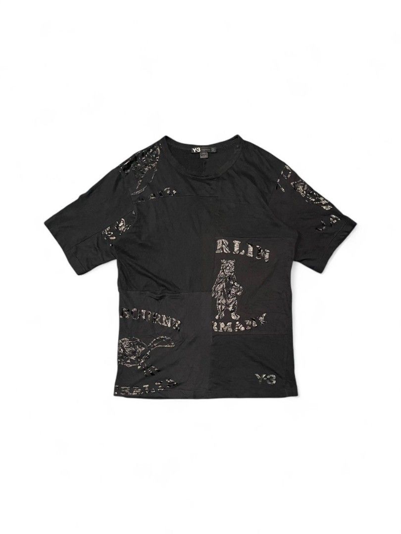 Y-3 Adidas Yohji Yamamoto Graphic Patchwork Black T-Shirt Bear Berlin Melbourne (Category: Tshirts & Polo Shirts ) located in Davao. Submitted by wildhearts121 (Listing ID 1442851872, Image 1). Description: Medium Excellent No flaws.