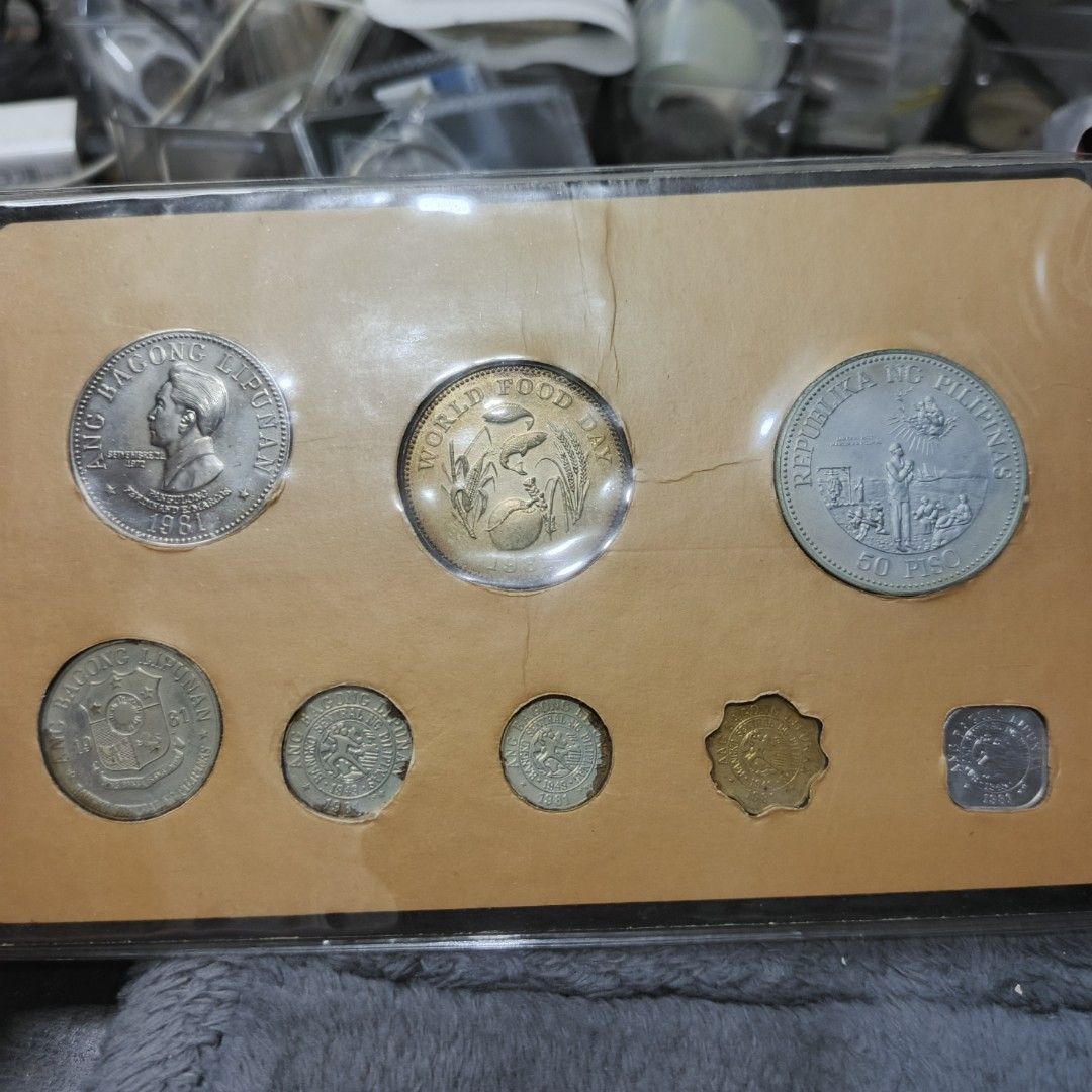 1981 Philippine Commemorative Coin Set (Category: Currency) located in Quezon City. Submitted by Coiners (Listing ID 1447077542, Image 2). Description: - Complete collection of Philippine coins issued by the Central Bank. - Includes: 1 Centavo, 5 Centavos, 10 Centavos, 25 Centavos, 1 Peso, 5 Pesos, 25 Pesos, and 50 Pesos. - Features the special 25 Peso coin. - Comes in an elegant presentation case. - Ideal for coin enthusiasts and collectors..