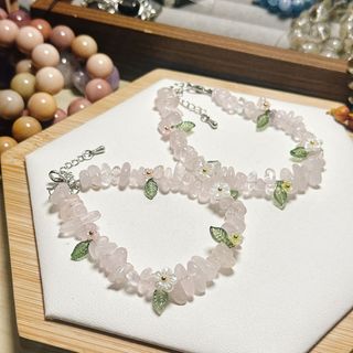 White Crystal / Rose Quartz Garden Bracelet