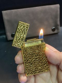 Brown Hand-Rolled Cigarette Tobacco Pouch and Lighter