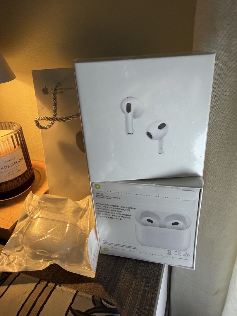 Apple AirPods (3rd Gen) with MagSafe Charging Case (Category: Earphones) located in Manila. Submitted by gotgonlineshop (Listing ID 1447044994, Image 2). Description: 7 days warranty bnew sealed w/ pop up, change name, location sharing w/ case or paperbag.