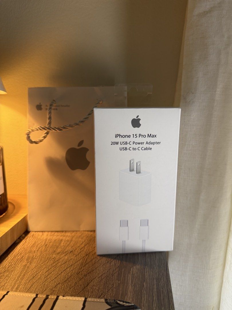 Original Apple type c charger set 20w adapter + type c cord (Category: Chargers & Cables) located in Manila. Submitted by gotgonlineshop (Listing ID 1447044693, Image 3). Description: - Original Apple 20W USB-C Power Adapter - USB-C to C Cable included - Perfect for iPhone 15 Pro Max - Supports fast charging - Comes in original packaging.