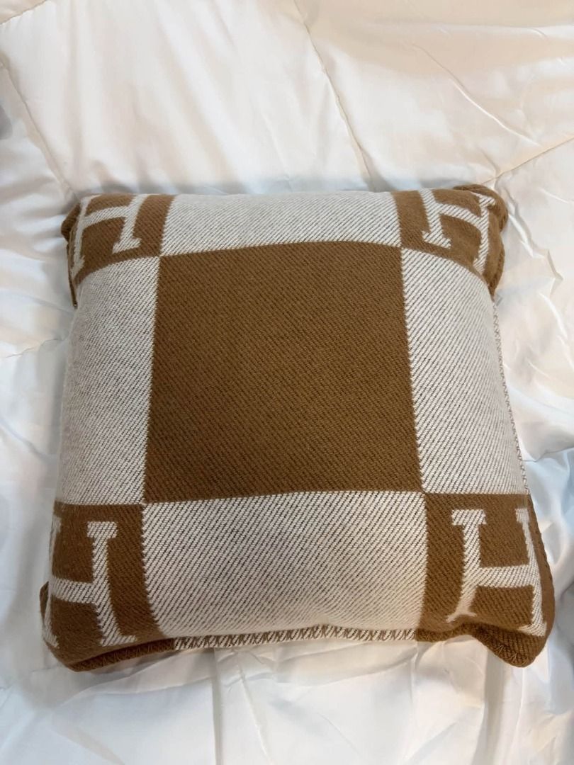 Authentic Hermes Avalon Pillow (Category: Luxury Accessories) located in Taguig. Submitted by curatedbyb.ph (Listing ID 1447039590, Image 2). Description: Authentic Hermes Avalon Pillow Unused condition (gold,dark grey,blue printed ) Php 25,000 (each) Inclusions: dustbag and paperbag.