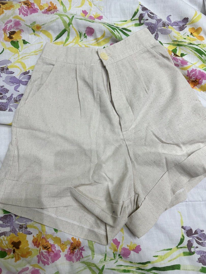 Beige linen blend vest coordinates (Category: Sets or Coordinates) located in Quezon City. Submitted by shop.marga (Listing ID 1446921292, Image 3). Description: - Cute beige linen vest and shorts set - Vest features two buttons, cropped - Shorts have an elastic waistband and pockets - Ideal for a casual, comfortable look - Perfect for warmer weather - For S-M.