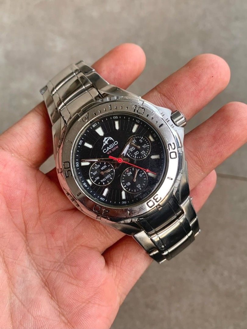 Casio WR 200m (Kategori: Olshop Pria) berada di Tangerang. Dikirim oleh seadanya_ (ID iklan 1447002399, Gambar 1). Deskripsi: kondisi nyala mulus nominus jual 250rb net ambil kerumah lokasi bandung.