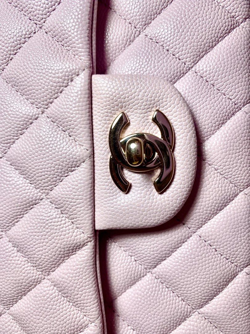 Chanel Classic Double Flap Medium Pink Caviar Gold Hardware (Category: Luxury Bags & Wallets) located in Quezon City. Submitted by babyblue2022 (Listing ID 1446983023, Image 3). Description: - Authentic Chanel Classic Double Flap Bag - Size Medium - Series 31 - Material: Sakura Pink Caviar Leather 🌸 rare seasonal color - Hardware: Gold - Complete Set: Original Box, Dust Bag, Ribbon, Camellia flower, Authenticity Card, Booklet, Chanel microfiber 
