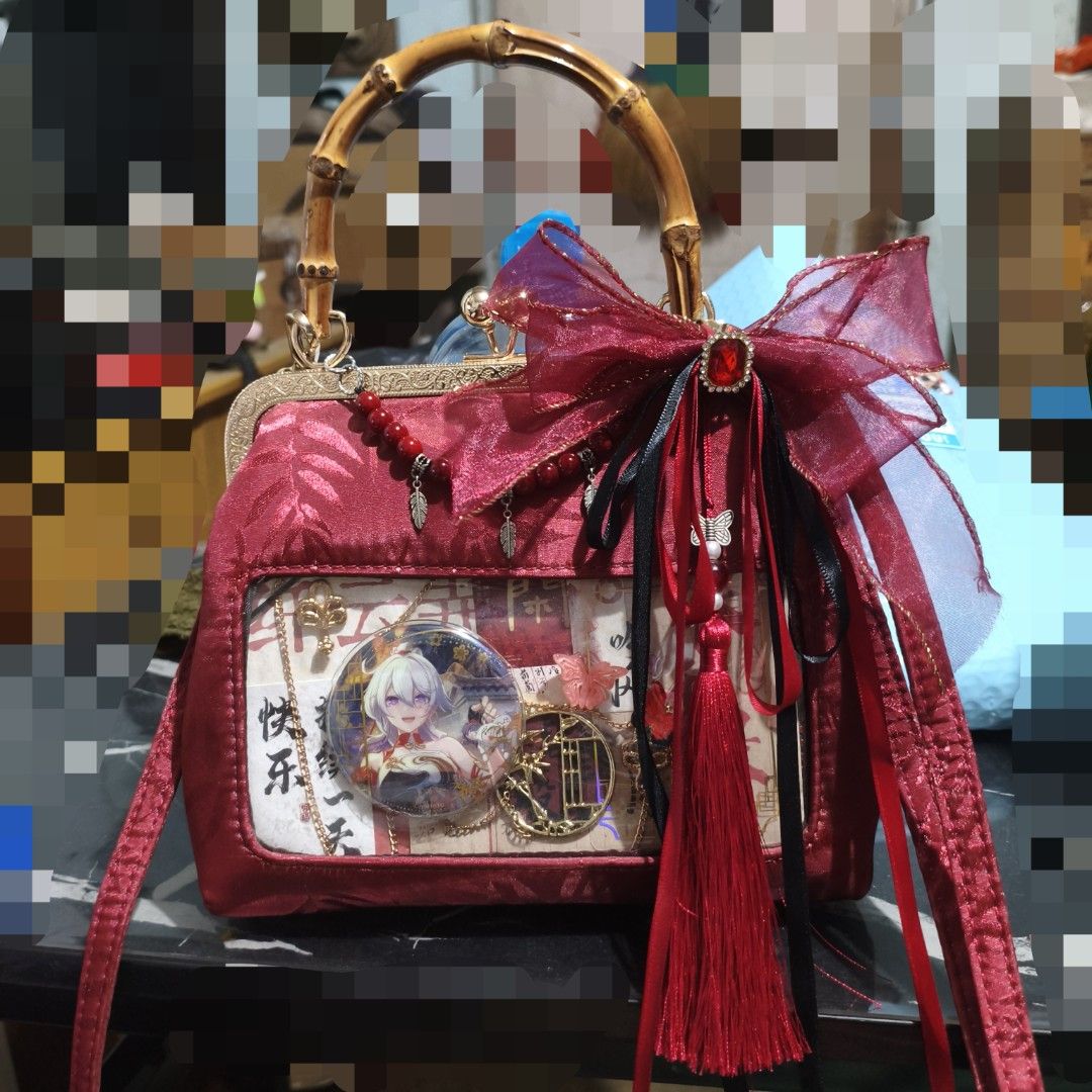Chinese Themed Ita Bag (Category: Luxury Bags & Wallets) located in General Mariano Alvarez. Submitted by eiimei (Listing ID 1447003882, Image 2). Description: NOT SELLING IT ANYMORE branded ✅ | pre loved bag 😭 (⁠ﾉ⁠◕⁠ヮ⁠◕⁠)⁠ﾉ⁠*⁠.⁠✧ ✧ ita bag (with accessories, outer accessories only)- P1000 ✧ bag size - 20x17x5cm ✧ display size - 18cm wide 9.8cm high ✧ mop: gcash, bank transfer ✧ no lowball/lp| no joyminer | payo ✧ buyer shoulder the sf (loc. gma