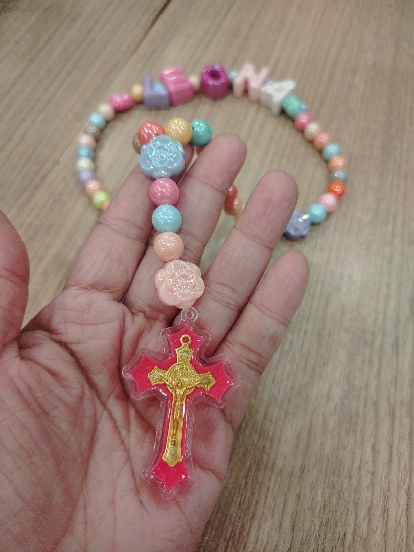 Colorful glossy with name st.benedict rosary (Category: Religious Items) located in Manila. Submitted by billionare (Listing ID 1446940973, Image 3). Description: colorful glossy beads with name St Benedict rosary super cute and unique protection rosary perfect gift.