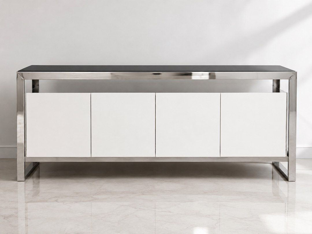 Console Table Coffee Table (Category: Tables & Sets) located in Manila. Submitted by beatorres (Listing ID 1447099302, Image 2). Description: FOR SALE: Décor MOET Buffet Table Selling this elegant coffee table in excellent condition. It has a clean, modern luxury look, perfect for a high-end house, luxury condo, dining area, hallway, living room, or receiving area. The piece features a clear tempered glass top, a sleek high-gloss white painted ca