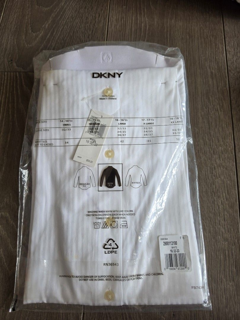 DKNY （分類：T-shirt、恤衫、有領衫）位於 Hong Kong。 由 baymaxkeung 提交（商品編號 1447105951，圖片 3）。簡介： DKNY裇衫貨板，全新未拆。L-size尺寸在圖片內。。