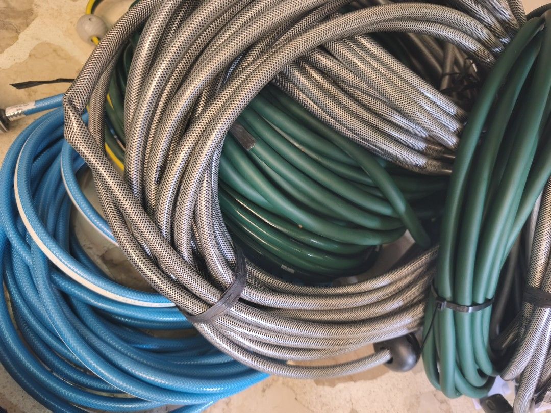 Garden Hose Set - Green and Silver (Category: Outdoor Furniture) located in Tarlac. Submitted by ibrahimharb81 (Listing ID 1446939124, Image 1). Description: Australian made water hose 20 meters each.. - Connectors are already attached for convenience. - Ideal for watering plants, gardening, or washing your car. - Available for immediate pickup. shipping or pick up location tarlac city. thank you..