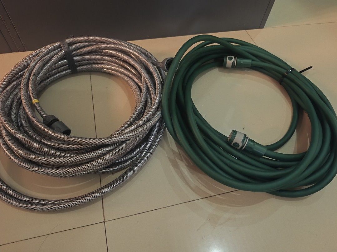 Garden Hose Set - Green and Silver (Category: Outdoor Furniture) located in Tarlac. Submitted by ibrahimharb81 (Listing ID 1446939124, Image 2). Description: Australian made water hose 20 meters each.. - Connectors are already attached for convenience. - Ideal for watering plants, gardening, or washing your car. - Available for immediate pickup. shipping or pick up location tarlac city. thank you..