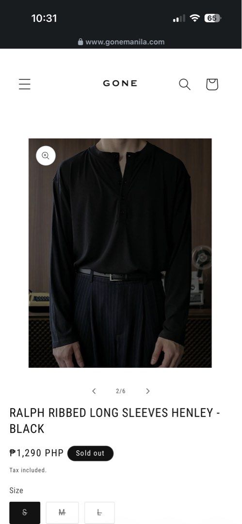 GONE Ralph Ribbed Long Sleeves Black Henley (Category: Tshirts & Polo Shirts ) located in Paranaque City. Submitted by cur8dfinds (Listing ID 1446938157, Image 2). Description: Dimensions: 21x25 Excellent condi Used once Material: 47% Viscose, 26% Polyester, 21% Nylon, 6% Spandex Purchased from gonemanila.com RFS: Decluttering.