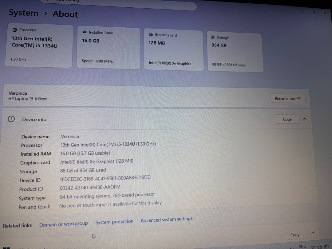 Hp Laptop 15-FD0563TU Intel Core i5-1334U (Category: Laptops & Notebooks) located in Manila. Submitted by jyhanne28_113 (Listing ID 1446971197, Image 3). Description: 💻 FOR SALE: HP Laptop 15-FD0563TU (Intel Core i5-1334U) ✨ RFS: Hindi nagagamit 🗓️ Only 3 months old 🥹 💯 Super kinis – no scratches! 🎁 FREE wireless mouse 🎒 Bag included Specifications: * Processor: Intel Core i5-1334U * Installed RAM: 16GB * Storage: 1TB * Display: 15.6” FHD (