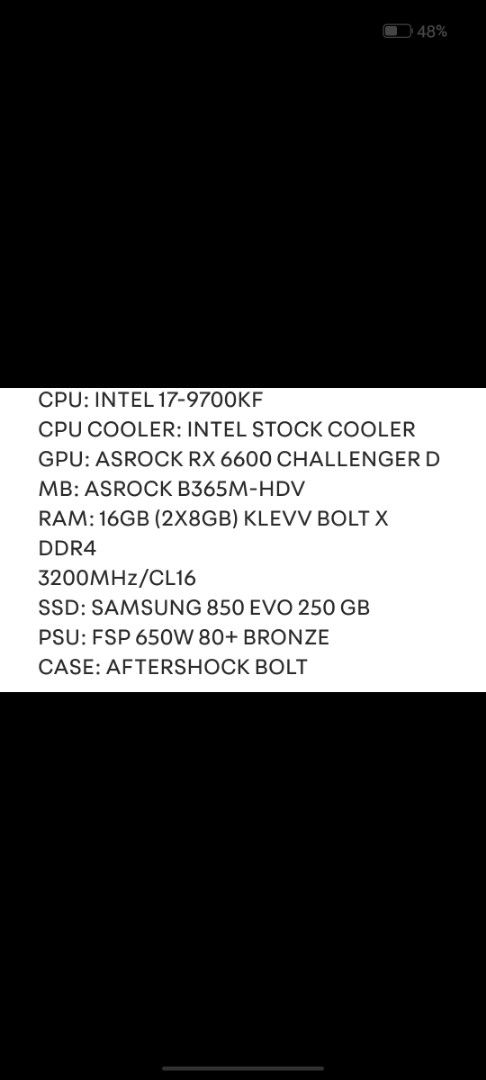 Intel i7-9700KF Gaming PC - RX 6600497169186560430081