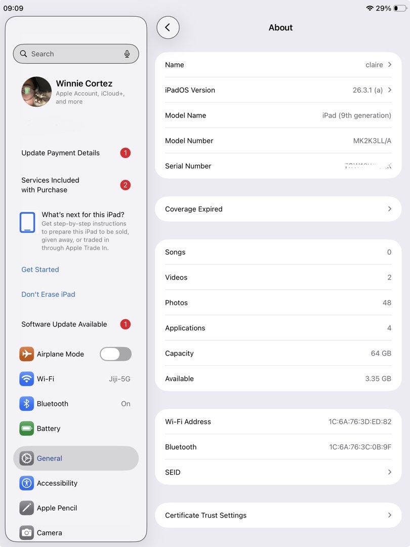 iPad 9th gen (64gb) (Category: Laptops & Notebooks) located in Manila. Submitted by devitaaaaa (Listing ID 1446921864, Image 2). Description: iPad 9th Gen (64gb) Purchased: December 2022, used for note-taking only inclusions: - unit w/ case - goojodoq 12th gen pen w/ charger NOT included: - original box - original charger condition: - fully functional with no performance issues - has dents on the back of the unit 📍For meet-up: - SM Baliuag - SM 