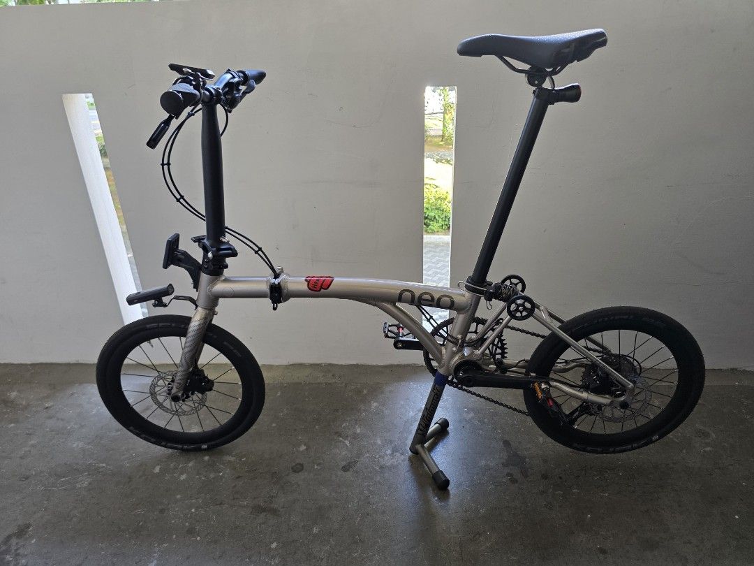 Java neo (Category: Bicycles) located in Singapore. Submitted by hisnameisman (Listing ID 1446918009, Image 1). Description: "" URGENT SELL TO FUND NEW HOBBY"" ""NEGO"" - 16 inch Java Neo - Lightweight folding bike - Reliable disc brakes (front & rear) - Easy to fold and store - Ideal for commuting and casual rides - Equipped with Schwalbe Kojak tires - XOSS cycling comp and speed cadence smart dual sensor - Mr.TiPARTS front block carrier and fro