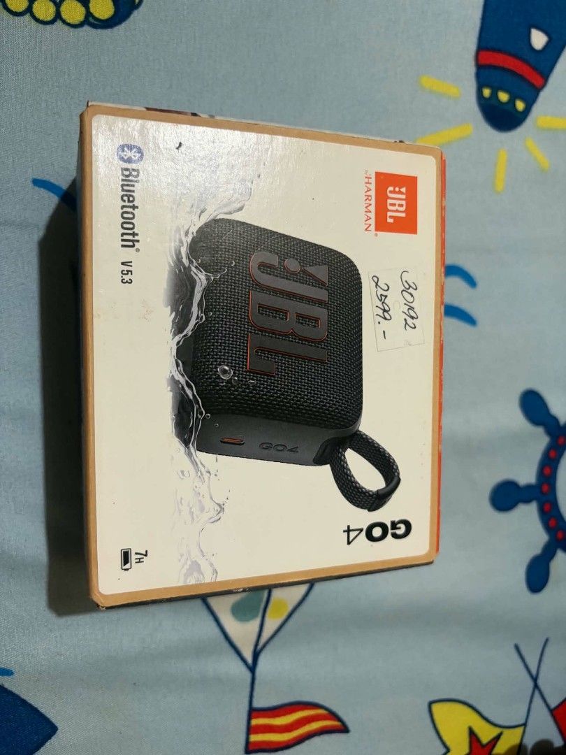 JBL GO 4 Portable Bluetooth Speaker (Category: Soundbars, Speakers & Amplifiers) located in Manila. Submitted by kenji.kai12 (Listing ID 1447041442, Image 2). Description: JBL GO 4 portable speaker Grab and go design Bluetooth v5.3 connectivity Water resistant Excellent sound quality for its compact size Ideal for travel or home use Includes original box.
