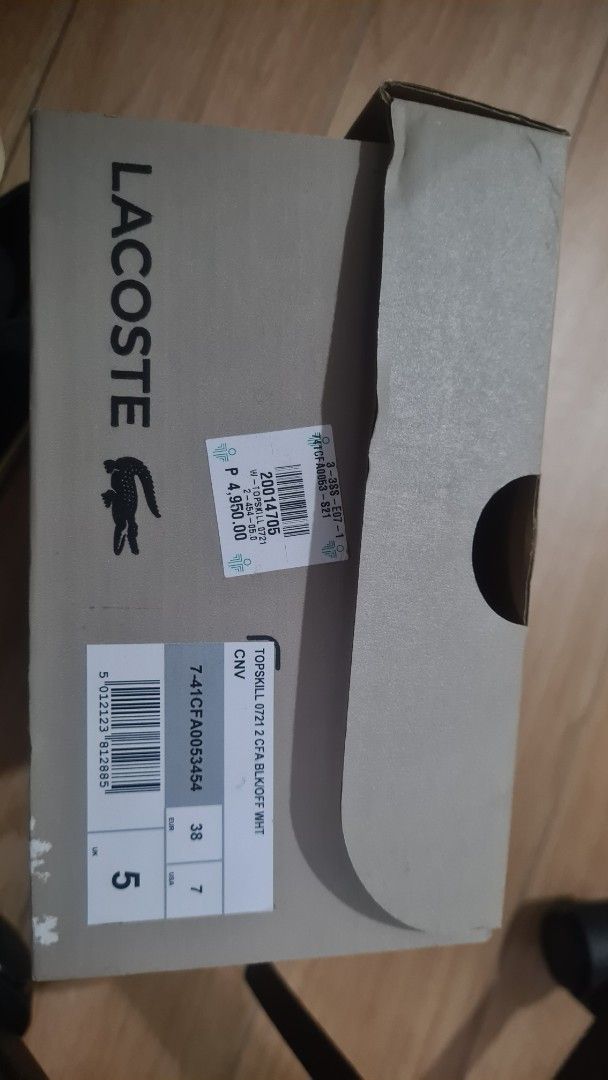 Lacoste Topskill 0721 2 CNV Sneakers (Category: Sneakers) located in Paranaque City. Submitted by lorem45 (Listing ID 1446996444, Image 3). Description: - Authentic Lacoste sneakers - Black color - Iconic crocodile logo on the side - Original box included - Size: 38 EU / 7 US.