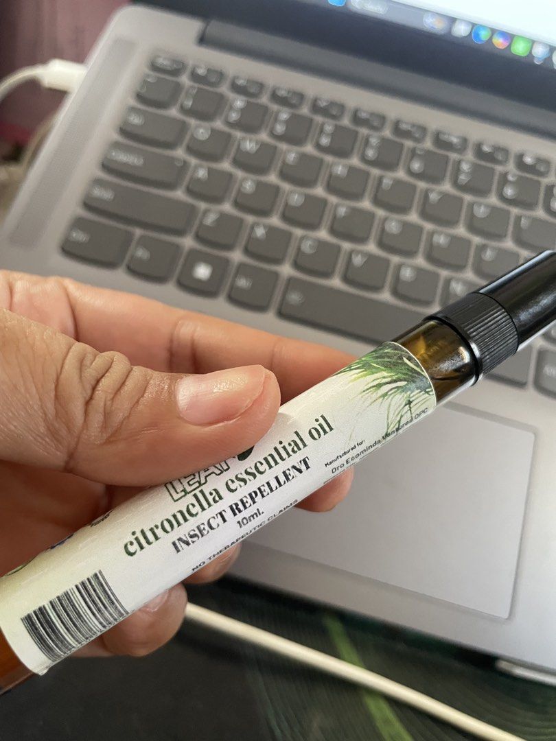 Leafy Citronella Essential Oil Insect Repellent 10ml (Category: Body Care) located in Cagayan de Oro. Submitted by katherine2286 (Listing ID 1446919839, Image 1). Description: Citronella insect repellent spray is a popular plant-based option for helping keep insects away. Its main benefits include: * Repels mosquitoes: Citronella oil can help deter mosquitoes by masking the scents that attract them. It is most effective for short periods and may 