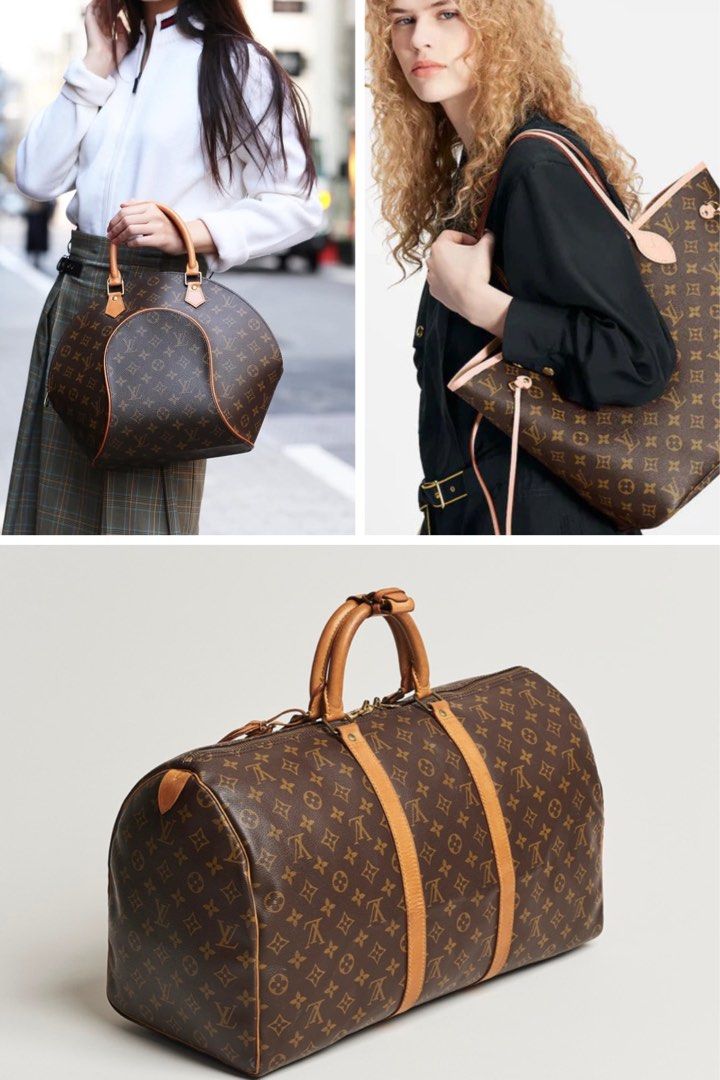 Louis Vuitton Monogram Neverfull, Elipse and Keepall (Category: Luxury Bags & Wallets) located in Baguio. Submitted by designerbin.ph (Listing ID 1446976895, Image 1). Description: 🌟 3-IN-1 VINTAGE LUXURY SET: LV Keepall + Neverfull + Ellipse 🌟 Looking to elevate your luxury collection or kickstart a high-end business? I am selling three of my guaranteed authentic, preloved Louis Vuitton icons as a complete set for an incredible bundle price! �