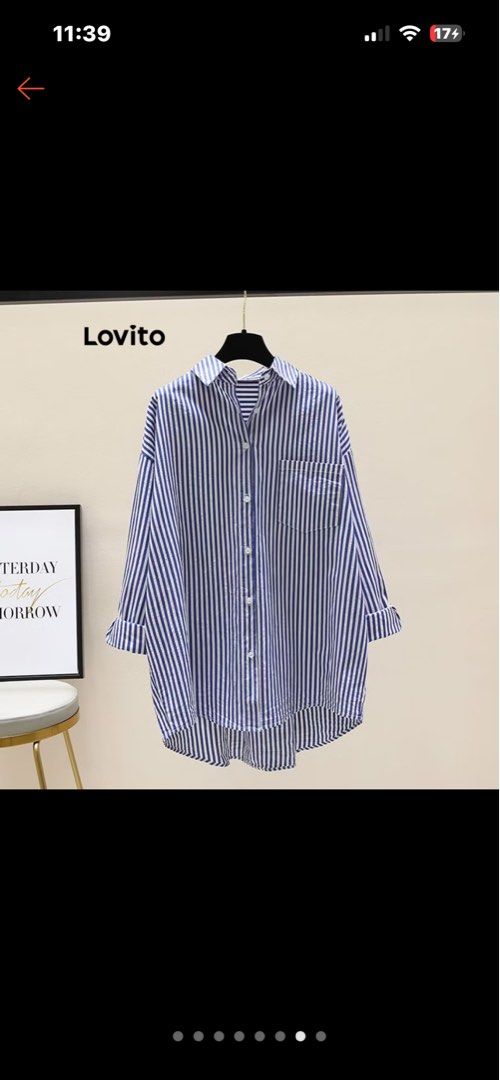 Lovito Blue Stripe Button Down Shirt (Category: Blouses) located in Baguio. Submitted by arkay_13 (Listing ID 1446941357, Image 1). Description: Rfs: Too big.