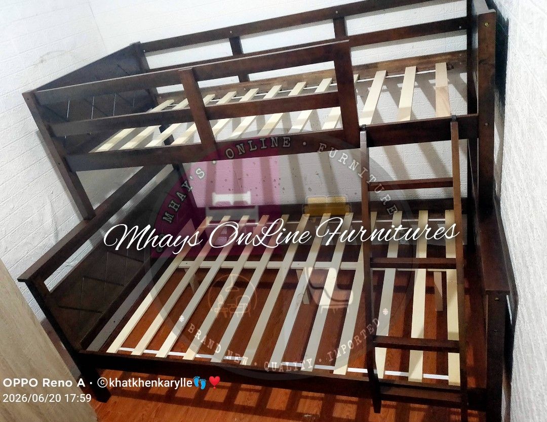 MaLaysian Wood DoubLe Deck Bed Frame with or without Mattress (Category: Bed Frames & Mattresses) located in Manila. Submitted by mylene31 (Listing ID 1446914547, Image 2). Description: Brand New Good Quality Free Delivery and Assemble within Manila Area COD / GCash Transfer On Hand Ready To Deliver 09465675191.