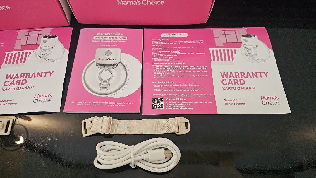 Mama's Choice Wearable Breast Pump (2 Units) (Category: Breastfeeding & Bottle Feeding) located in Antipolo. Submitted by secondbloomph (Listing ID 1446952808, Image 3). Description: - Two (2) Mama's Choice Wearable Breast Pumps - Hands-free design for pumping on-the-go - Convenient for busy moms - Each pump includes charging cable - Warranty card included for peace of mind - Get both for maximum convenience.