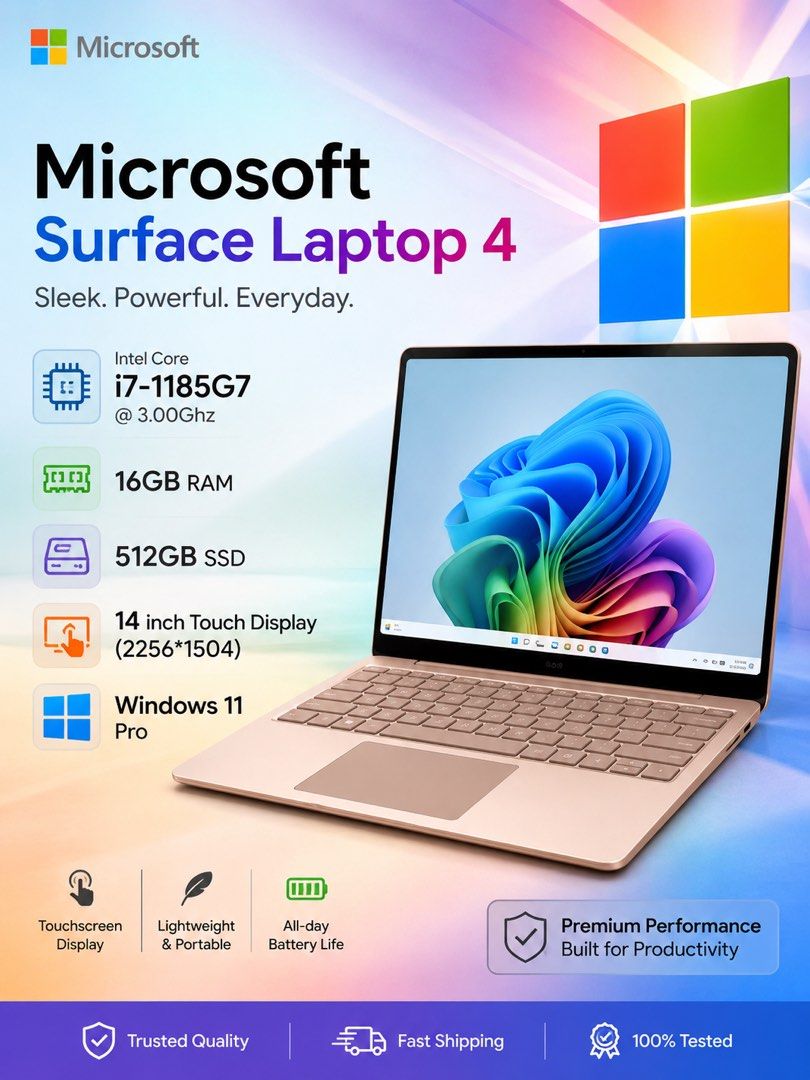 Microsoft Surface Laptop 4 – Premium Touchscreen Performance | Intel Core i7 | 16GB RAM | 512GB SSD