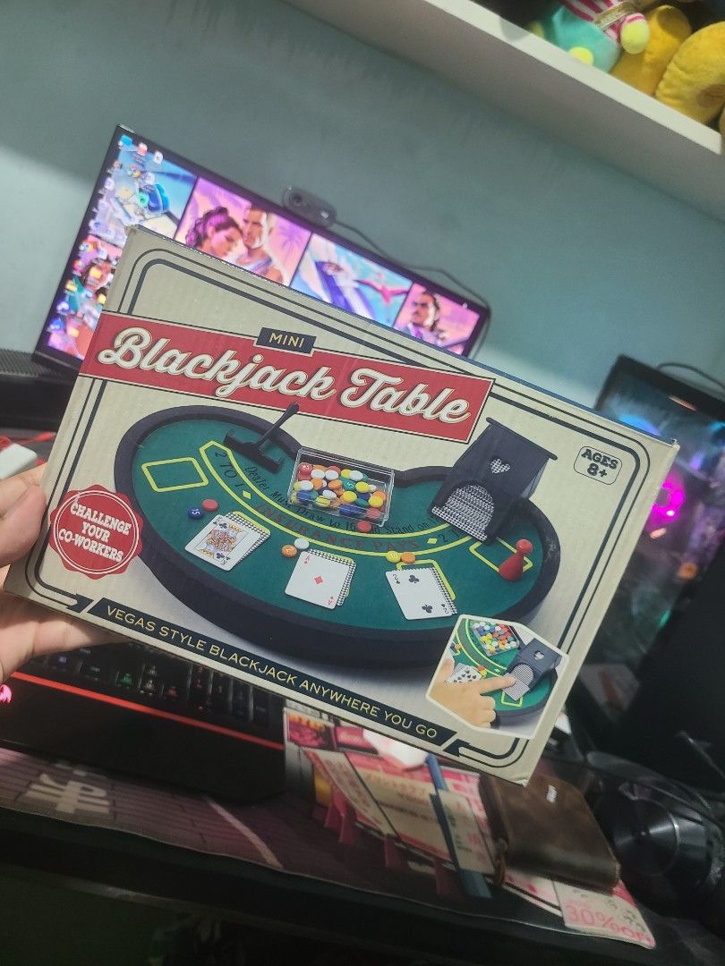 Mini Blackjack Table Set (Vegas Style) – Complete Accessories (Category: Tables & Sets) located in Angono. Submitted by ajc018 (Listing ID 1447040682, Image 1). Description: Mini Blackjack Table Set (Vegas Style) – Complete Accessories Price: ₱500 Location: Angono, Rizal Condition: Used - Good (With minor cosmetic markings) ​Selling a portable Mini Blackjack Table set, perfect for home games, casual gatherings, or travel. Compact design that allo