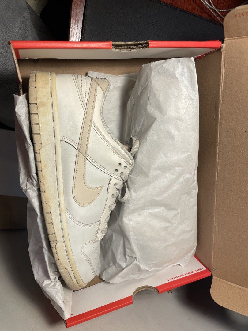 Nike Dunk Low Retro Phantom/ Sanddrift White (Category: Sneakers) located in Manila. Submitted by testy_ (Listing ID 1447029409, Image 3). Description: Minimal creasing, slight wear on the soles. Free Crease protectors..