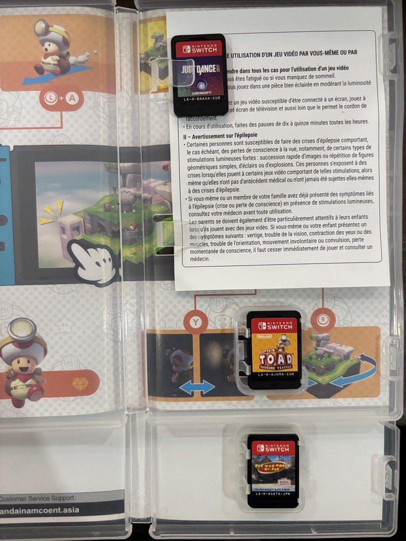 Nintendo Switch Games (Category: Nintendo) located in Manila. Submitted by jeszamariee (Listing ID 1447018506, Image 1). Description: Captain Toad Tracker: ₱1500 Pacman: ₱1000 Just Dance 2017: SOLD Take All 3 Games Price: ₱2800 Loc: Pasig City Pick Up / Lalamove.