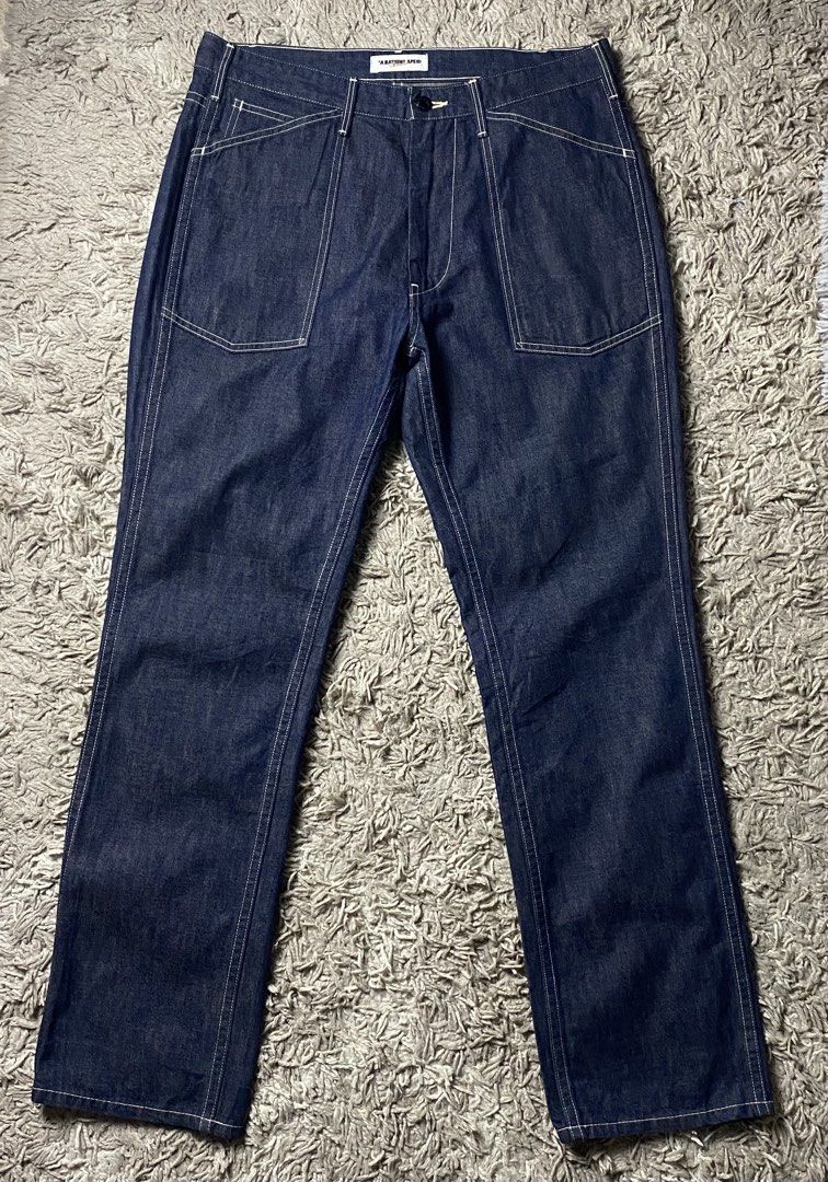 OG VINTAGE BAPE STA DENIM PANTS (Category: Jeans) located in Manila. Submitted by hippiesph (Listing ID 1447072983, Image 3). Description: OG BAPE STA - small embroidery star denim pants Authentic Excellent condition Size: Medium on tag Dimes: 34 waistline , 43 length , 8 leg opening Price: 4,899 + sf.