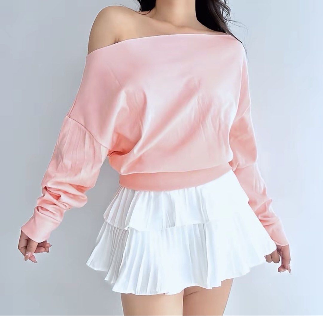 Pink Off-Shoulder Asymmetrical Long Sleeve Top (Category: Longsleeves) located in Quezon City. Submitted by doooaaashop (Listing ID 1446947644, Image 1). Description: - Cute pink off-shoulder design - Stretchable - Comfortable ribbed hem - Versatile: pairs well with skirts or jeans - Super comfy and stylish Rfs: not a fan of wearing pink. I just had to for an event. Only used once, and can send more pics when requested. .