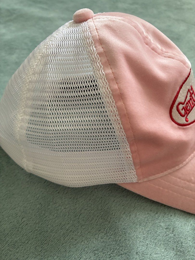 Pink Velvet "Gentlewoman" Trucker Cap (Category: Hats & Beanies) located in Sungai Buloh. Submitted by yourstrulyelly (Listing ID 1446989921, Image 3). Description: MEASUREMENTS (IN INCHES) 5" (cap height) / 3.5" (front panel width) : 4.5" (side panel width) /2.2 - 3.9" (back panel width) cap circumference: 18-19" ‼️Kindly PM me first for confirmation & payment. Thank you.‼️ - Pink velvet cap - "Gentlewoman" brand embroidery - White mesh back - A