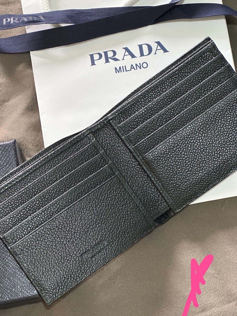 Prada Black Leather Bifold Wallet Mens (Category: Luxury Bags & Wallets) located in Manila. Submitted by hepburnbeautyph (Listing ID 1447019904, Image 3). Description: Great Gift for Your Dad or Husband 💕 🖤 Prada Portafoglio Orizzontale Bi-fold Wallet for Men - All Black - Grain Nero Authentic | Complete | Like Brand New Bought from Prada Outlet Shanghai 🇨🇳 ✅ Only 3 months old — used twice, then stored properly ✅ Complete with Box, Receipt & 