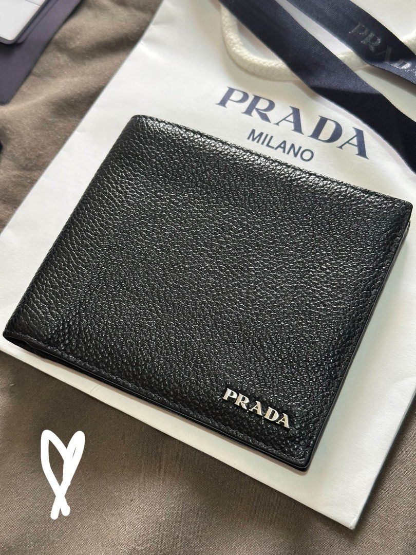 Prada Black Leather Bifold Wallet Mens (Category: Luxury Bags & Wallets) located in Manila. Submitted by hepburnbeautyph (Listing ID 1447019904, Image 2). Description: Great Gift for Your Dad or Husband 💕 🖤 Prada Portafoglio Orizzontale Bi-fold Wallet for Men - All Black - Grain Nero Authentic | Complete | Like Brand New Bought from Prada Outlet Shanghai 🇨🇳 ✅ Only 3 months old — used twice, then stored properly ✅ Complete with Box, Receipt & 