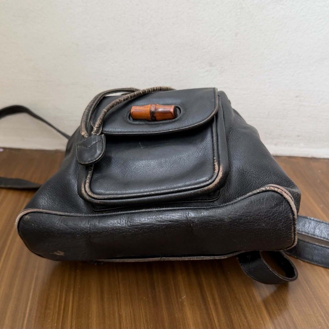 Pre Owned Authentic GUCCI GG Vintage Bamboo Leather Backpack (Category: Luxury Bags & Wallets) located in Paranaque City. Submitted by Glamfahd (Listing ID 1446944619, Image 3). Description: Pre Owned Authentic GUCCI GG Bag Inclusion/s: None Condition Well Used condition Signs of use Marks/dirt/scratches on exterior Bag is really a great buy! Please manage your expectations as you are buying an authentic second hand item at a fraction of the cost