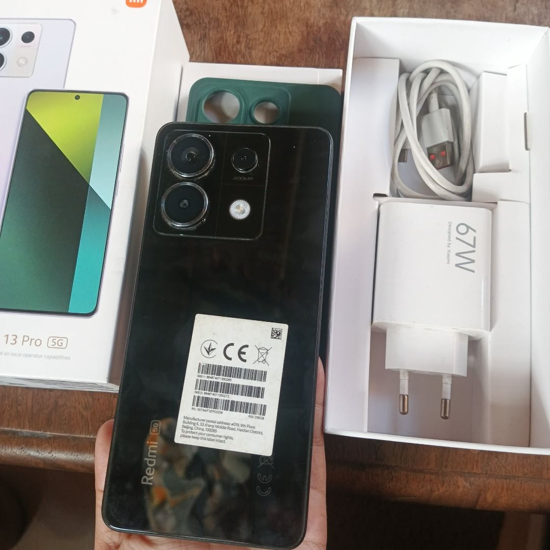Redmi note 13 pro 5g (Category: Xiaomi) located in Caloocan City. Submitted by red_29 (Listing ID 1447025796, Image 2). Description: REDMI NOTE 13 PRO 5G (12/256gb) PRICE: 9500 SLIGHTLY NEGOO Display: 6.67" 1.5K AMOLED, 120 Hz refresh rate vibrant & smooth visuals Processor: Qualcomm Snapdragon 7s Gen 2 (4 nm) solid performance for apps & games. Battery: 5100 mAh Extras: In-screen fingerprint, 5G support, NFC*, IR blaster, stereo sound. Inclusion
