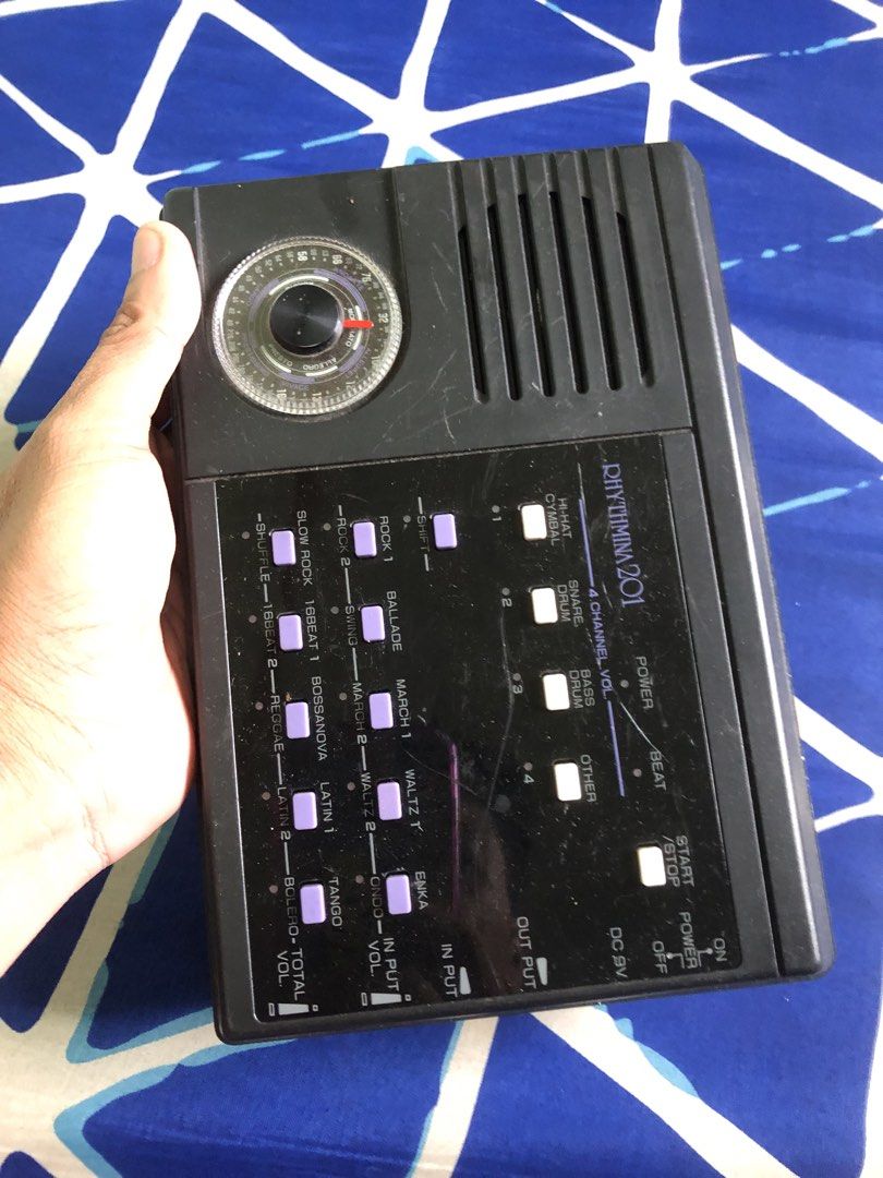 Rhythimina 201 portable drumMachine defective (Category: Portable Audio Accessories) located in Quezon City. Submitted by markgolveo (Listing ID 1446940955, Image 2). Description: Rhythimina 201 portable drumMachine defective For parts out repairs With power No sound output.