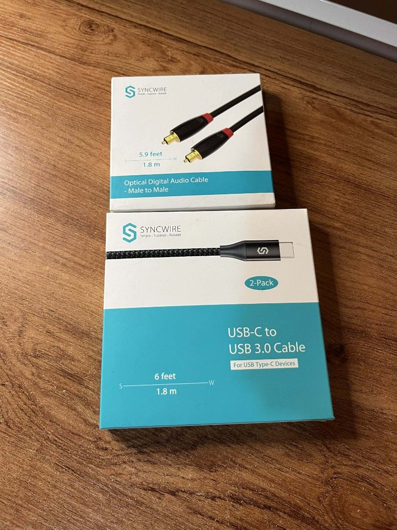 SALE!! Take 2 Syncwire USB C Cable & Optical Digital Cable (Category: Chargers & Cables) located in Gapan. Submitted by lunashop14 (Listing ID 1447093458, Image 1). Description: SALE!! TAKE 2 -300 Pricey original price nito per piece satin 300 lang 2 na Brand New✓ - Brand: Syncwire - Bundle includes: - 2 x USB-C to USB 3.0 Cables (6 feet / 1.8m each) - 1 x Optical Digital Audio Cable (5.9 feet / 1.8m) - USB-C cables are for USB Type-C devices - O