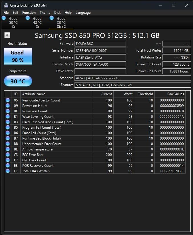 Samsung SSD 850 PRO 512GB497309528003061762