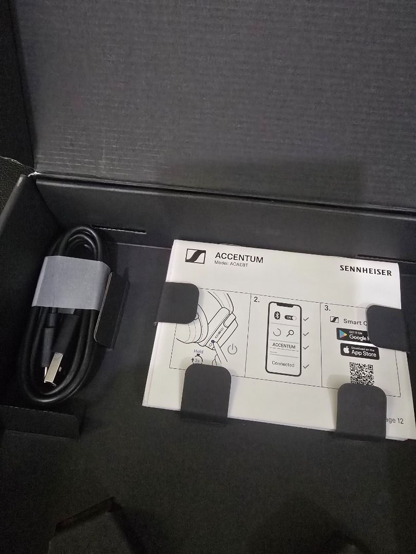 Sennheiser ACCENTUM Wireless Headphones (Category: Headphones & Headsets) located in Quezon City. Submitted by koriano (Listing ID 1446961930, Image 2). Description: BRAND NEW NEVER USED Color: Black Received as a gift Location: Pasig, QC and BGC RFS: Not a headphones user - Sennheiser ACCENTUM Wireless Headphones (Black) - Comes in original box with "Happy 3rd Anniversary" print - Compatible with Sennheiser Smart Control app - Features intuitive